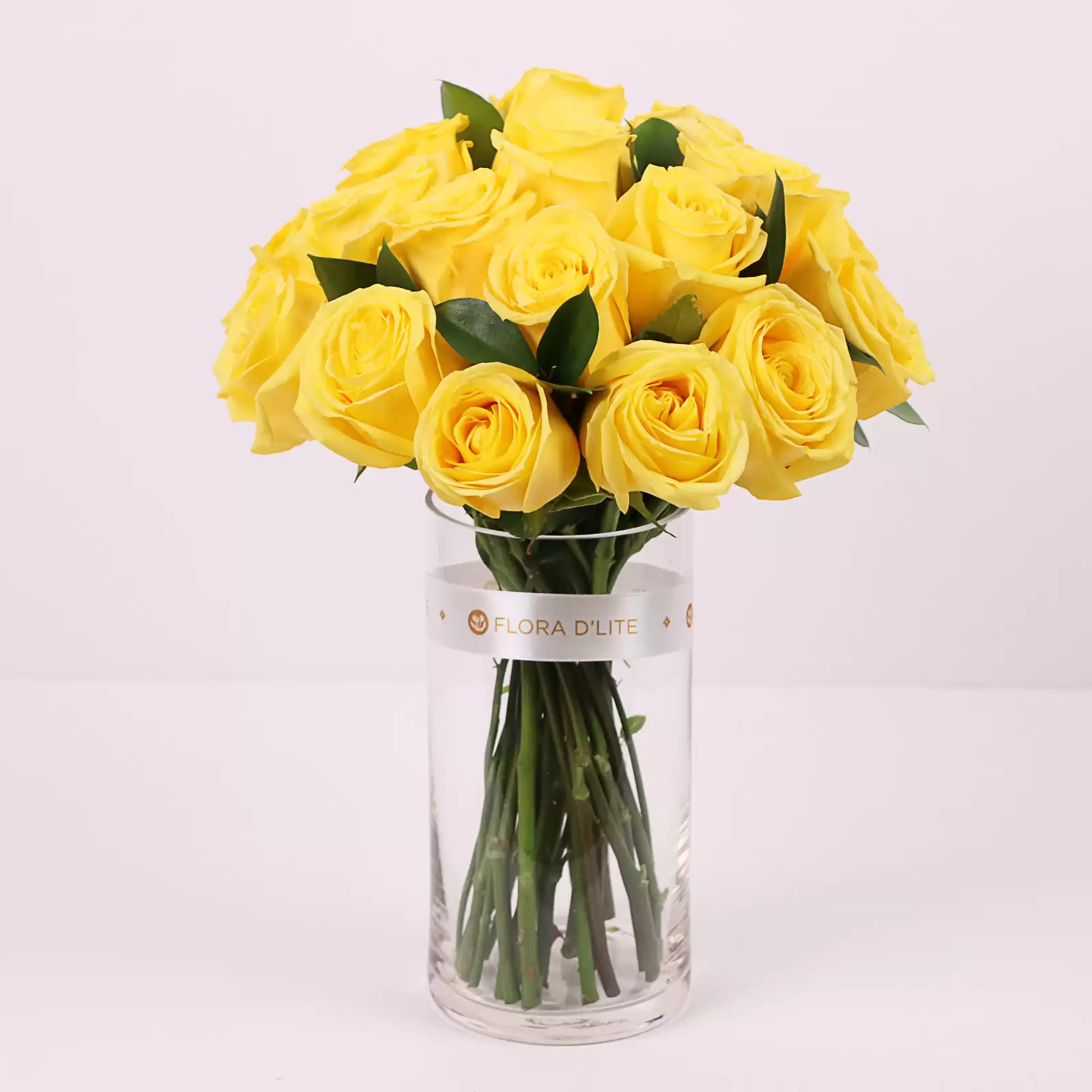 Morning Glory Yellow Roses Vase Arrangement - Flora D'lite