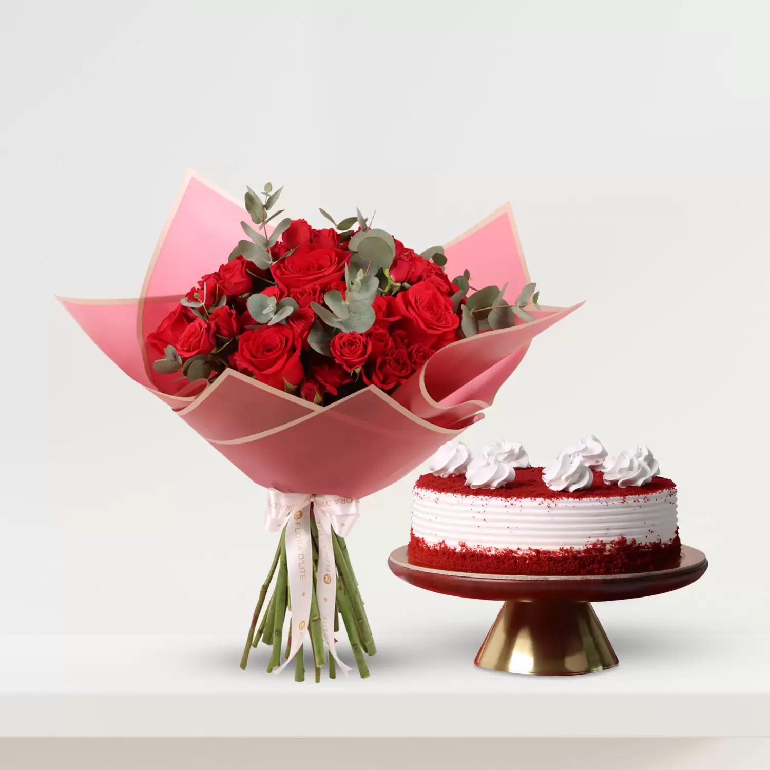 Love's Divine Bouquet & Red Velvet Cake - Flora D'lite