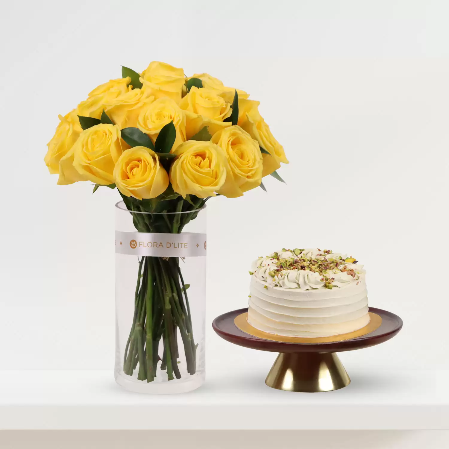 Morning Glory & Vanilla Pistachio Cake | Order Flowers and Cakes Online Bahrain - Flora D'lite