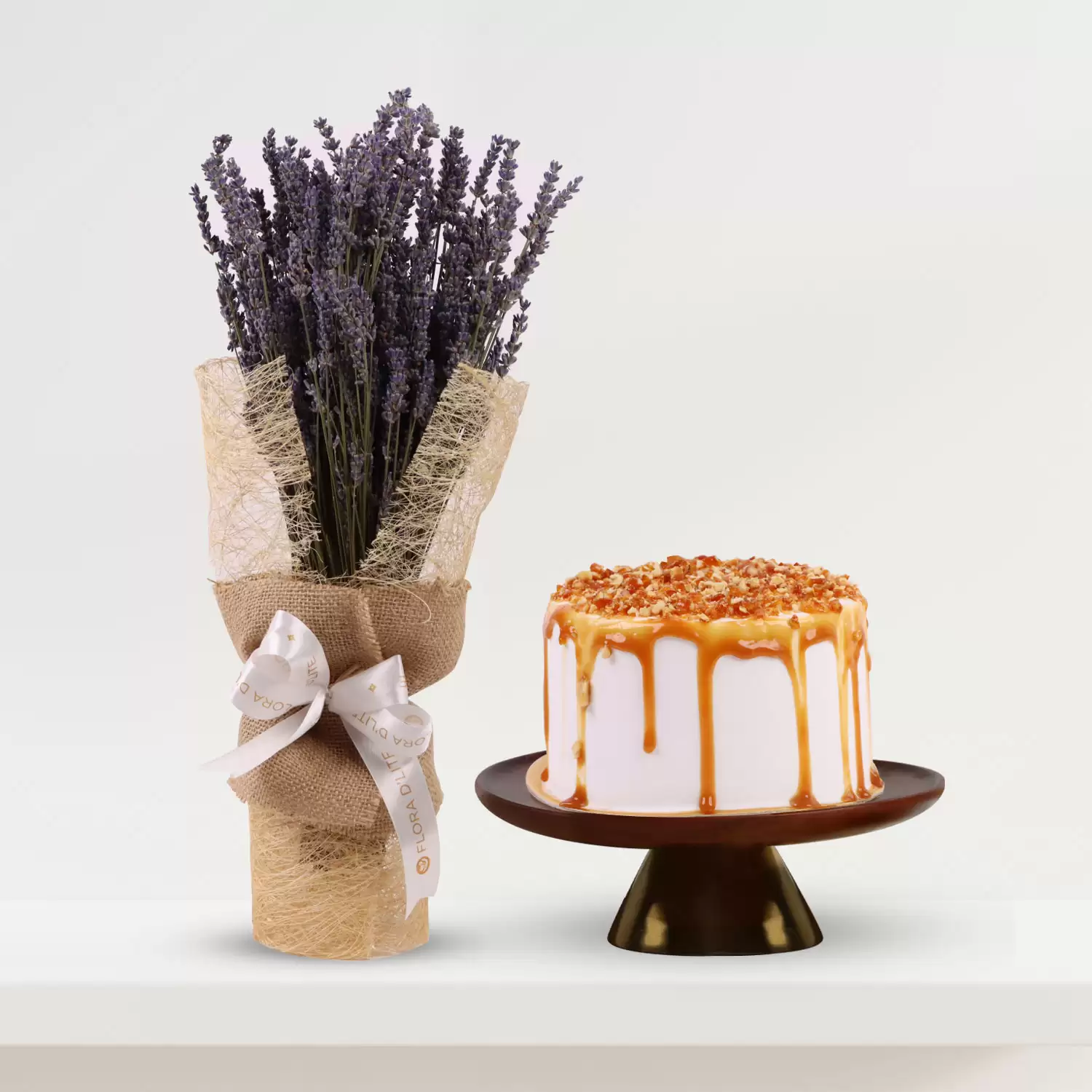 Lavender Kiss & Butterscotch Cake | Order Flowers & Cake Online | Bahrain Gifts Delivery - Flora D'lite