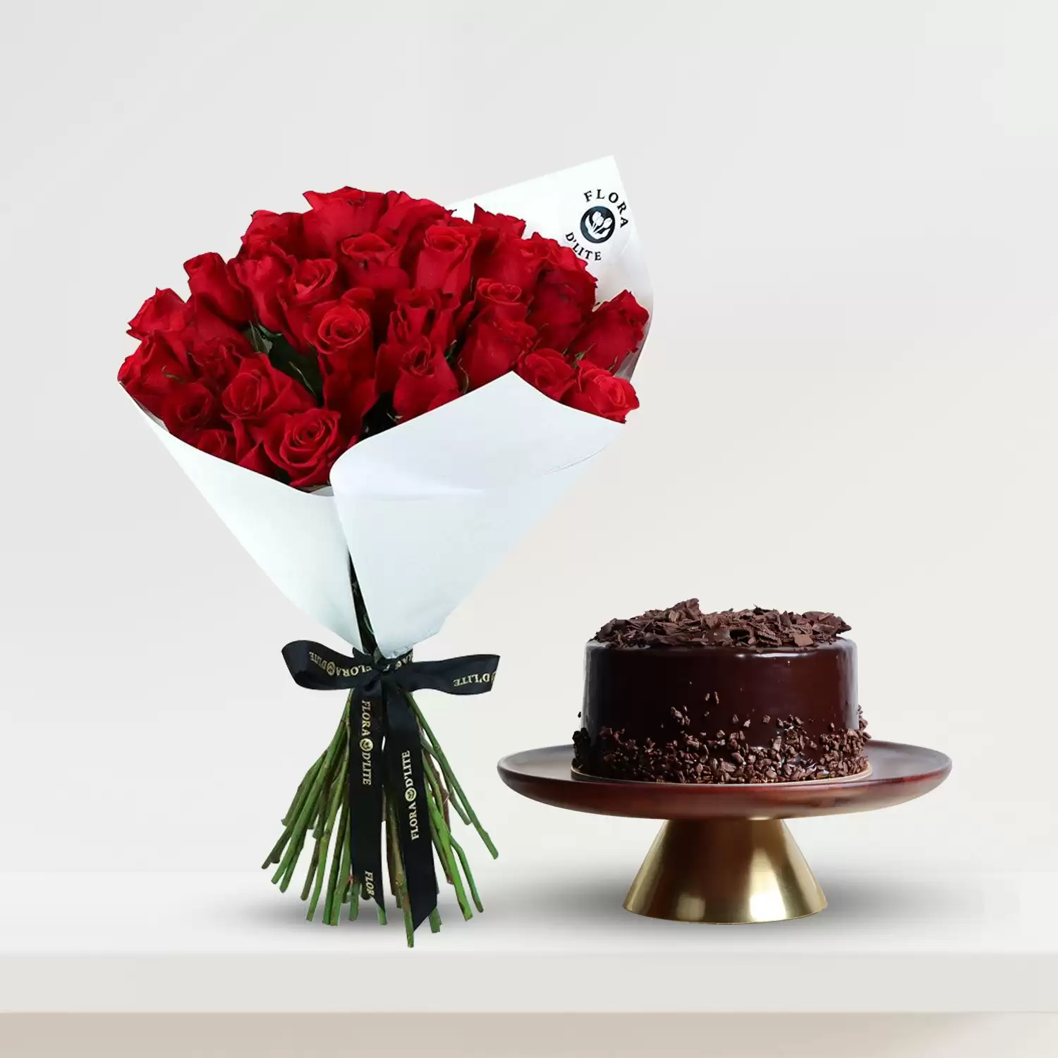 35 Rosey Bouquet & Chocolate Truffle Cake | Order Flowers & Cakes Online | Bahrain Express Delivery - Flora D'lite