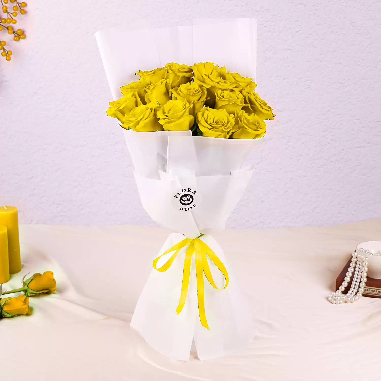 15 Yellow Roses | Buy Roses Online | Flowers Delivery Bahrain - Flora D'lite